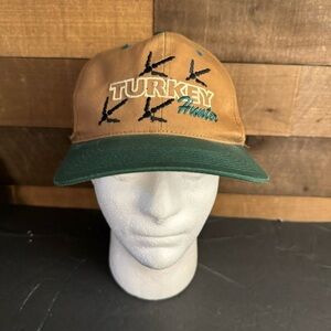 TURKEY HUNTER OUTDOORS BROWN GREEN ADJUSTABLE SNAPBACK‎ BASEBALL HAT CAP Y2K